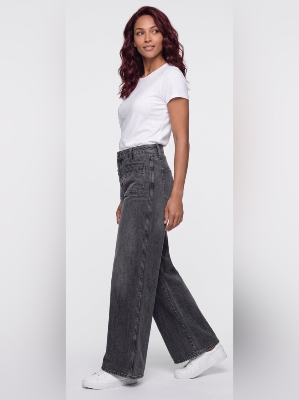 Old Navy High-Rise Wide Leg Jeans in Washed Black Sz 8